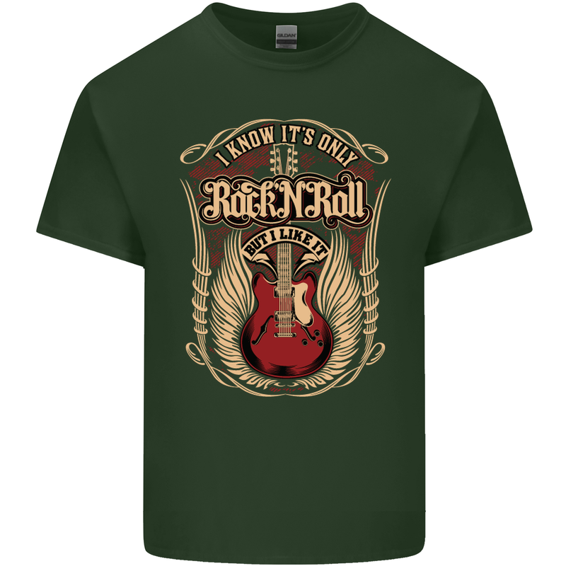 I Know It’s Only Rock ’n’ Roll Music Guitar Mens Cotton T-Shirt Tee Top Forest Green