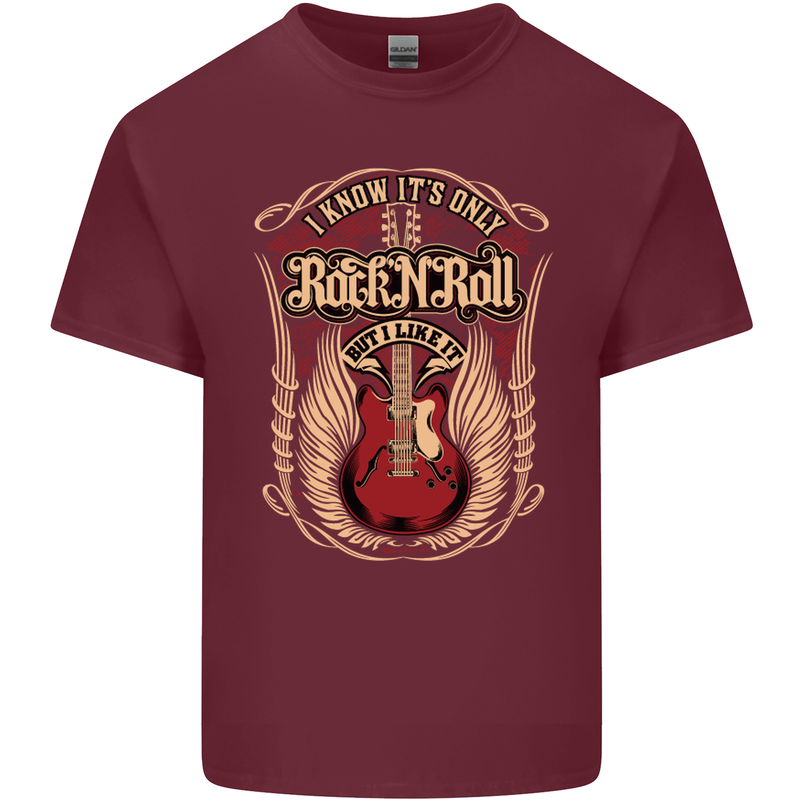 I Know It’s Only Rock ’n’ Roll Music Guitar Mens Cotton T-Shirt Tee Top Maroon