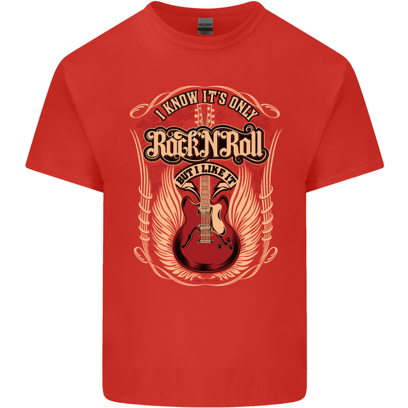 I Know It’s Only Rock ’n’ Roll Music Guitar Mens Cotton T-Shirt Tee Top Red