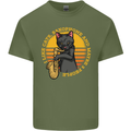 I Like Cats, Saxophones & Maybe 3 People Mens Cotton T-Shirt Tee Top Military Green