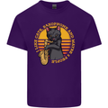 I Like Cats, Saxophones & Maybe 3 People Mens Cotton T-Shirt Tee Top Purple