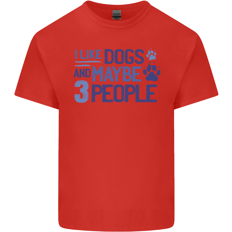 I Like Dogs and Maybe Three People Mens Cotton T-Shirt Tee Top Red
