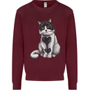 I Love Cats Cute Kitten Mens Sweatshirt Jumper Maroon