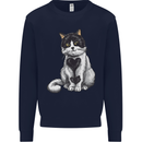 I Love Cats Cute Kitten Mens Sweatshirt Jumper Navy Blue