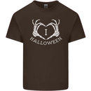 I Love Halloween Funny Skeleton Hand Skull Mens Cotton T-Shirt Tee Top Dark Chocolate