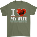 I Love My Wife Motorbike Biker Motorcycle Mens T-Shirt Cotton Gildan Military Green