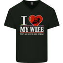 I Love My Wife Motorbike Biker Motorcycle Mens V-Neck Cotton T-Shirt Black