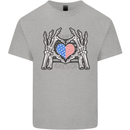 I Love You America 4th of July USA Flag Mens Cotton T-Shirt Tee Top Sports Grey