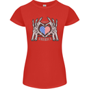 I Love You America 4th of July USA Flag Womens Petite Cut T-Shirt Red