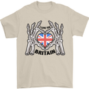 I Love You Great Britain Union Jack Flag UK Mens T-Shirt Cotton Gildan Sand