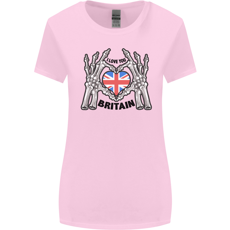 I Love You Great Britain Union Jack Flag UK Womens Wider Cut T-Shirt Light Pink