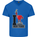 I Love (Heart) New York Mens V-Neck Cotton T-Shirt Royal Blue