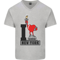 I Love (Heart) New York Mens V-Neck Cotton T-Shirt Sports Grey