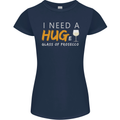 I Need a Huge Glass of Prosecco Funny Womens Petite Cut T-Shirt Navy Blue
