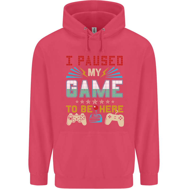 I Paused My Game to Be Here Gaming Gamer Childrens Kids Hoodie Heliconia