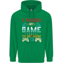 I Paused My Game to Be Here Gaming Gamer Childrens Kids Hoodie Irish Green