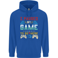 I Paused My Game to Be Here Gaming Gamer Childrens Kids Hoodie Royal Blue