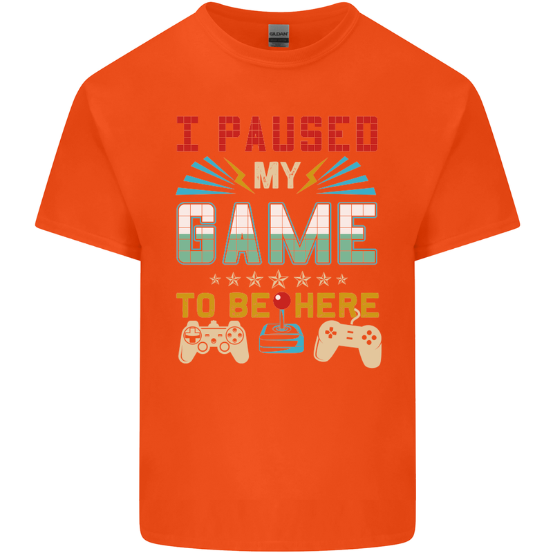 I Paused My Game to Be Here Gaming Gamer Kids T-Shirt Childrens Orange