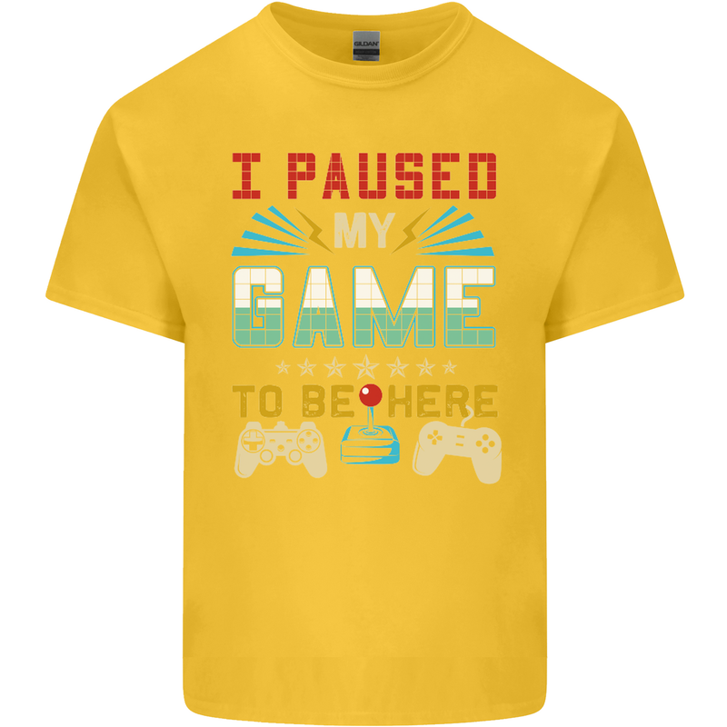 I Paused My Game to Be Here Gaming Gamer Kids T-Shirt Childrens Yellow