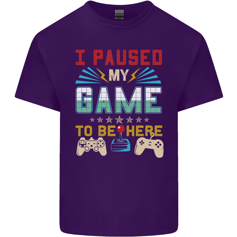 I Paused My Game to Be Here Gaming Gamer Mens Cotton T-Shirt Tee Top Purple