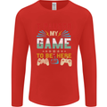 I Paused My Game to Be Here Gaming Gamer Mens Long Sleeve T-Shirt Red