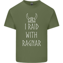 I Raid With Ragnar The Vikings Valhalla Mens Cotton T-Shirt Tee Top Military Green