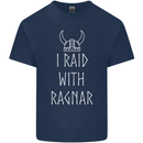 I Raid With Ragnar The Vikings Valhalla Mens Cotton T-Shirt Tee Top Navy Blue