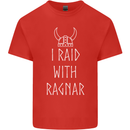 I Raid With Ragnar The Vikings Valhalla Mens Cotton T-Shirt Tee Top Red
