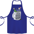 I Run On Coffee and Christmas Cheer Skull Cotton Apron 100% Organic Royal Blue