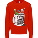 I Run On Coffee and Christmas Cheer Skull Mens Sweatshirt Jumper Bright Red