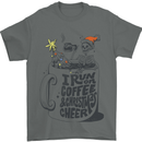 I Run On Coffee and Christmas Cheer Skull Mens T-Shirt Cotton Gildan Charcoal