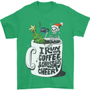 I Run On Coffee and Christmas Cheer Skull Mens T-Shirt Cotton Gildan Irish Green