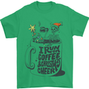 I Run On Coffee and Christmas Cheer Skull Mens T-Shirt Cotton Gildan Irish Green
