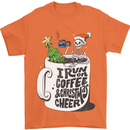 I Run On Coffee and Christmas Cheer Skull Mens T-Shirt Cotton Gildan Orange