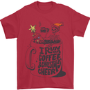I Run On Coffee and Christmas Cheer Skull Mens T-Shirt Cotton Gildan Red