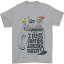 I Run On Coffee and Christmas Cheer Skull Mens T-Shirt Cotton Gildan Sports Grey