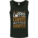 I Run on Coffee Chaos and Cuss Words Mens Vest Tank Top Black