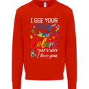 I See Your True Colours Autism Autistic Mens Sweatshirt Jumper Bright Red