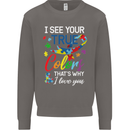 I See Your True Colours Autism Autistic Mens Sweatshirt Jumper Charcoal