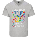 I See Your True Colours Autism Autistic Mens V-Neck Cotton T-Shirt Sports Grey