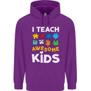 I Teach Awesome Kids Funny Teacher Teaching Mens 80% Cotton Hoodie Purple