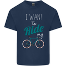I Want to Ride My Bike Cycling Cyclist Mens Cotton T-Shirt Tee Top Navy Blue