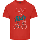 I Want to Ride My Bike Cycling Cyclist Mens Cotton T-Shirt Tee Top Red