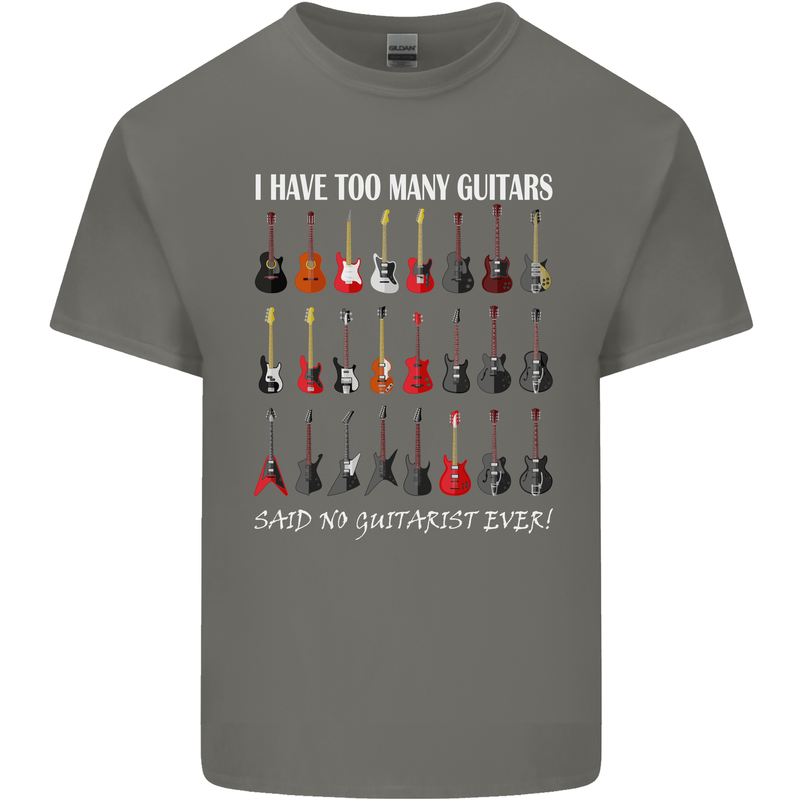 I have Too Many Guitars Guitarist Acoustic Mens Cotton T-Shirt Tee Top Charcoal