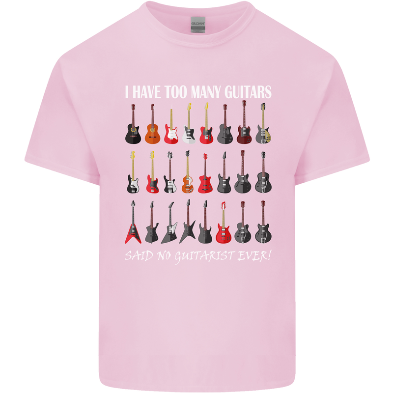 I have Too Many Guitars Guitarist Acoustic Mens Cotton T-Shirt Tee Top Light Pink