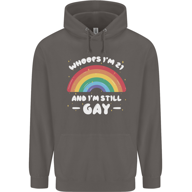 I'm 21 And I'm Still Gay LGBT Mens 80% Cotton Hoodie Charcoal
