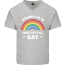 I'm 40 And I'm Still Gay LGBT Mens V-Neck Cotton T-Shirt Sports Grey
