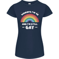 I'm 40 And I'm Still Gay LGBT Womens Petite Cut T-Shirt Navy Blue