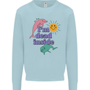I'm Dead Inside Dolphins Sunrise Mens Sweatshirt Jumper Light Blue