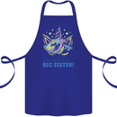 I'm Going to Be a Big Sister Unicorn Cotton Apron 100% Organic Royal Blue